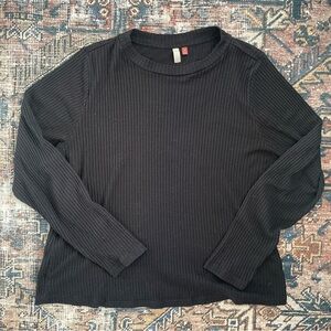 Anthropologie Pilcro Black Ribbed Long Sleeve Knit Top